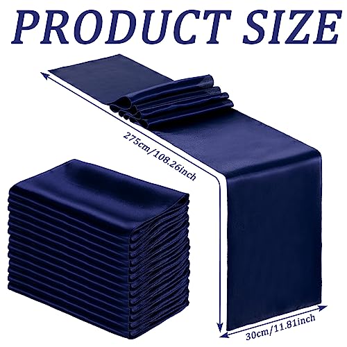 Navy Blue Satin Table Runners Bulk - 12 Pack, 12 x 108 Inches, Elegant Party Decor