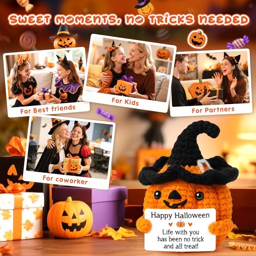 Happy Halloween Handmade Crochet Pumpkin Basket - Spooky Fall Gift & Decor