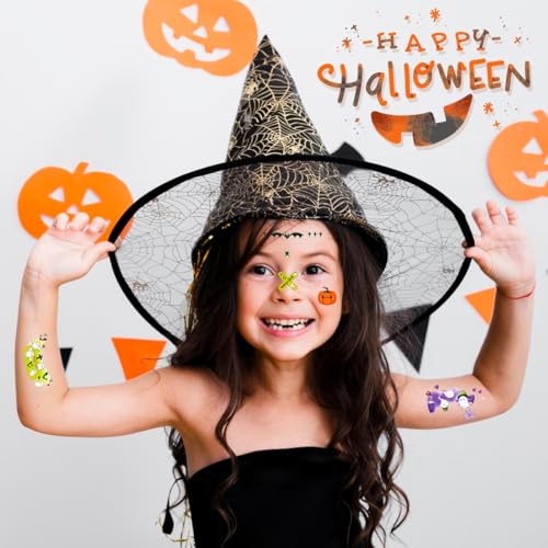 Halloween Temporary Face & Body Tattoos for Kids Adults 10 Sheets Party Favors