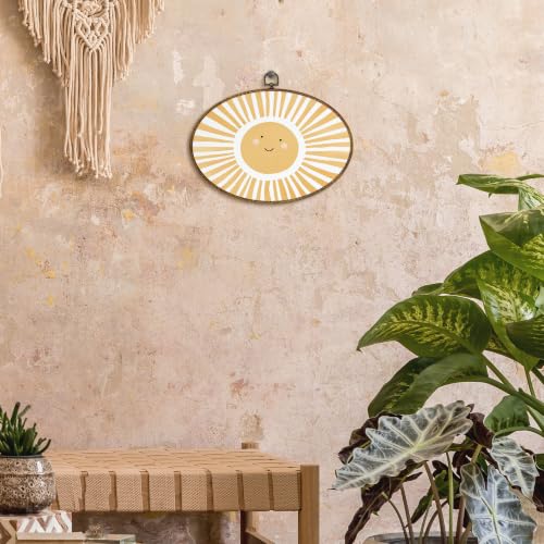 Oval Wall Art Decor for Nursery & Kids Rooms - Sunshine Abstract Canvas