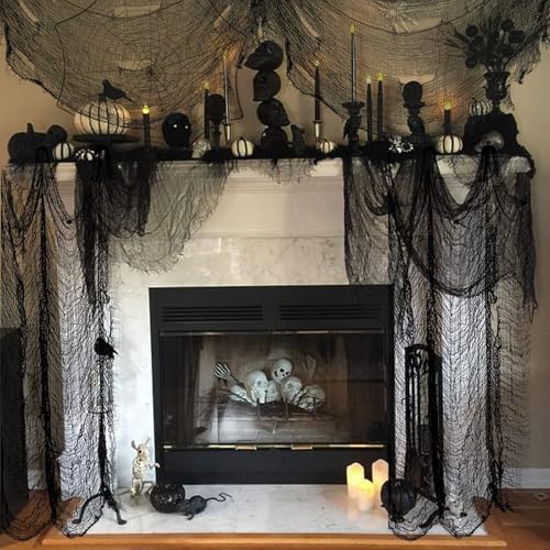 80x400 Inch Large Black Creepy Cloth Halloween Decorations - Pack of 1