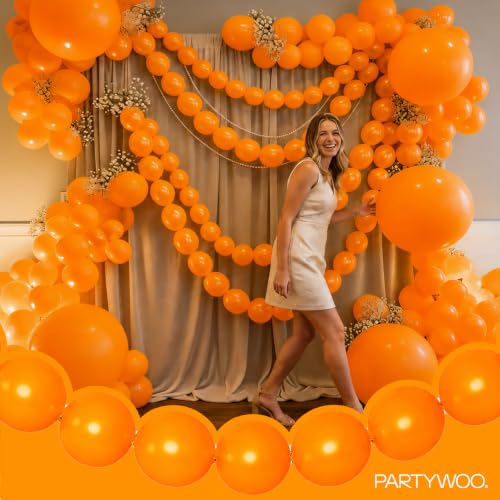 PartyWoo Orange Linking Balloons 6 Inch 100pcs for Party Decorations - Variation Y9