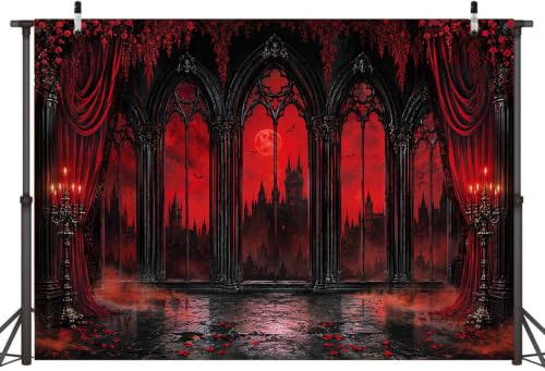 Gothic Halloween Backdrop 7x5FT Vampire Castle Haunted House Banner Decorations