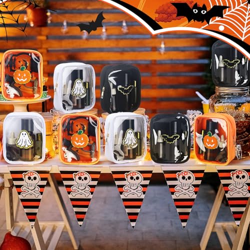 Halloween Makeup Bag with Pumpkin Ghost Bat Chenille Patches - Organer / Cute