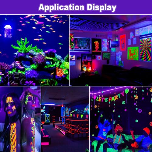 4 Pack 100W LED Black Lights Floodlights Outdoor Waterproof UV Spotlights for Party Halloween
