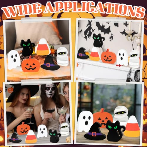Halloween Wooden Decorations Set - 6 Pcs Table Signs - Ghost, Pumpkin & More - Variation of THIS listing