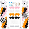Halloween Balloon Arch Kit with Ghost & Star Foil Balloons - Pink, Orange, Black, White, Ghost Variation