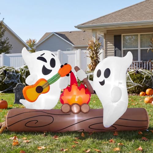 6ft Halloween Inflatable Ghost with LED Campfire Outdoor Decoration