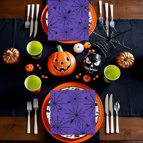 Halloween Spider Web Napkins 40 Pack - 13x13 Inches Disposable Paper Table Decor