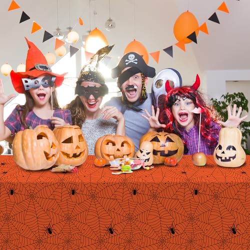 4 Pack Rectangle Halloween Spiderweb Tablecloths - Spooky Party Decorations