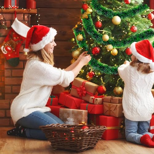Green Christmas Tinsel Garland 50FT Artificial Pine Decor for Holiday & Party