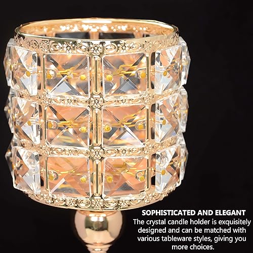 Gold Crystal Candle Holder Set of 3 Wedding Table Centerpieces - Elegant Tealight Holders
