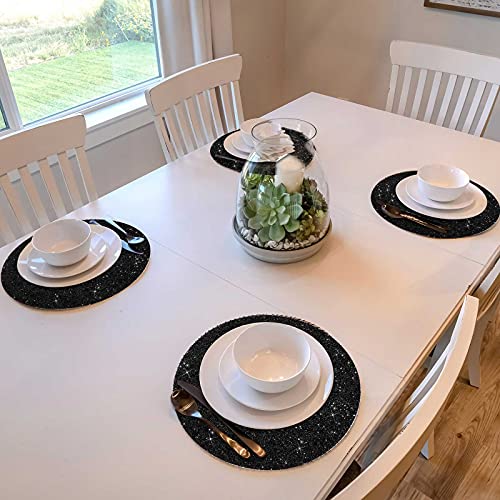 Black Rhinestone Round Placemat - 15 Inch Glitter Sparkle Table Mat - Decorative Tableware for Christmas & Weddings - Variation of THIS listing