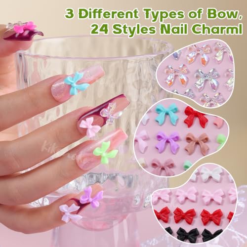 Bowknot Nail Charms Set - 820pcs Colorful Flatback Resin Bows for Nails & DIY Crafts