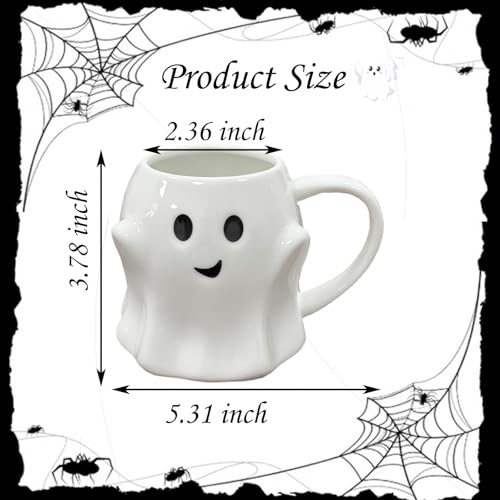 Halloween Ghost Mug 3D Cute Ghostface Ceramic Coffee Cup - White Variation