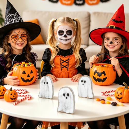 Distressed White Ghost Halloween Table Decorations Set - Farmhouse Style