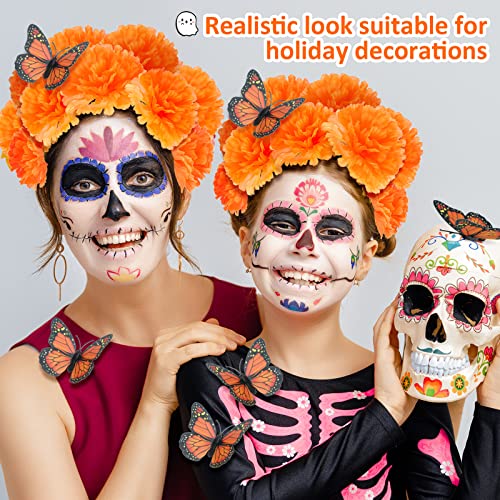 Dia de Los Muertos Decorations Set - 160 Piece Festive Ornaments with Butterflies & Marigolds