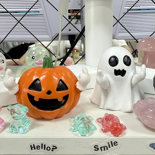 Funny Fall Pumpkin Statue Decor - Hand-Painted Halloween & Thanksgiving Ornament - Pumpkin Variation