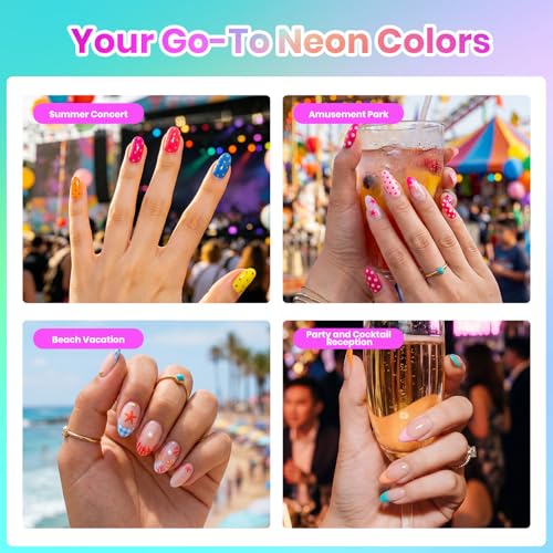 Beetles Neon Gel Polish Set - Neon Summer Collection, 25 Bright Colors