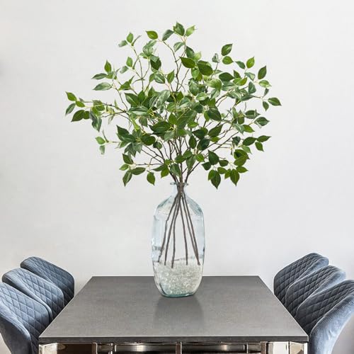 32-Inch Artificial Eucalyptus Stems - Set of 6 Green Faux Foliage for Home Decor