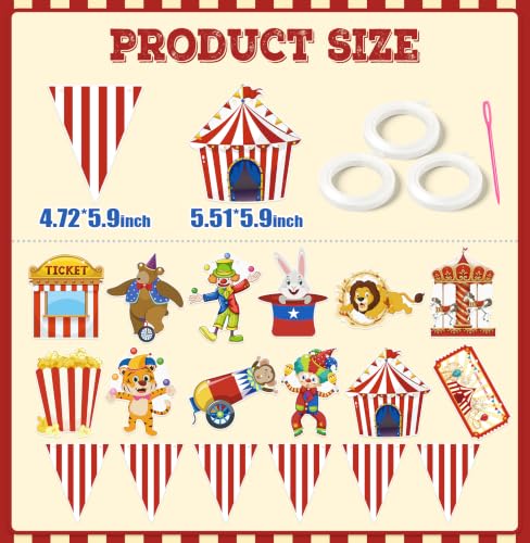 Circus Theme Party Decorations Set Banner Backdrop Supplies - 18 Pcs