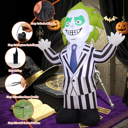 6 FT Halloween Inflatable Suit Weirdo with LED Lights Outdoor Yard Decor