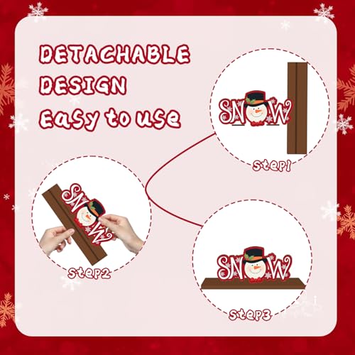 Christmas Wooden Tabletop Decoration Set - Red, 6 Pieces, Holiday Scene