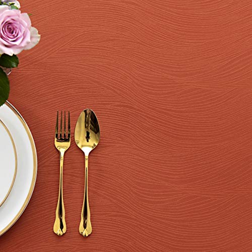 Maxmill Jacquard Water-Resistant Tablecloth 140x60 Inch Rust Swirl Design