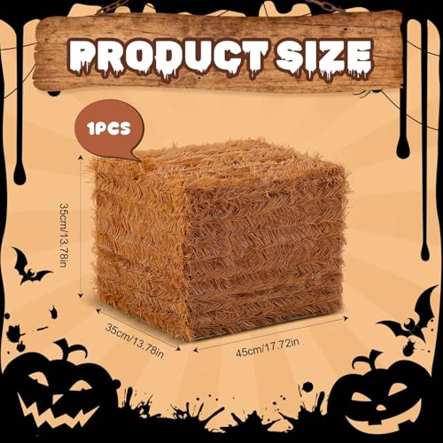 Halloween Decorative Straw Bale 18x14x14 Inches - Fall Farmhouse Decor - Variation of 1