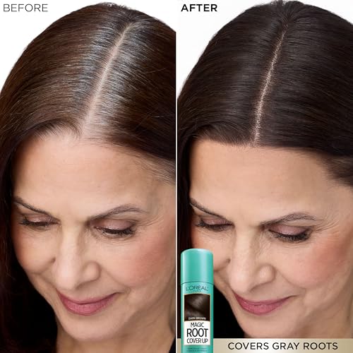 Temporary Gray Root Cover Spray Dark Brown 2 oz - Buildable & Transfer-Resistant