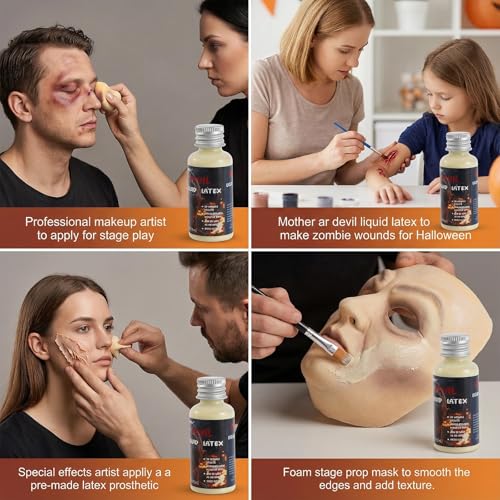 Liquid Latex SFX Makeup 30ml - Flexible Professional Special Effects for Halloween & Theatre - GloomGlo Variation