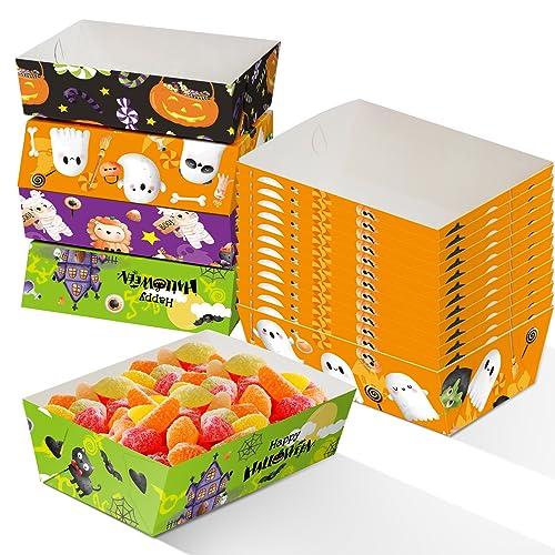 Halloween Paper Food Trays 60PCS Disposable Snack Holders for Parties