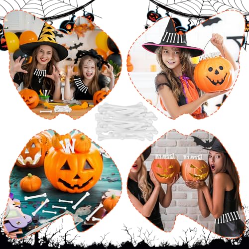 Mini Halloween Skeleton Bones Set - 24 Fake Plastic Bones for Crafts & Decorations
