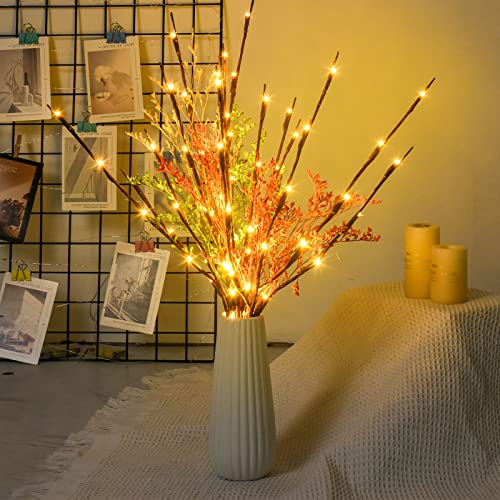 2 Pack LED Lighted Branches - Battery Operated Willow Tree Lights, Warm White