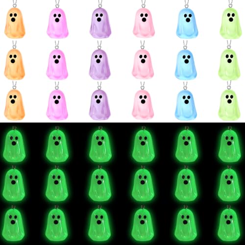 36Pcs Glowing Halloween Ghost Ornaments for Small Tree - Luminous Ghost Set