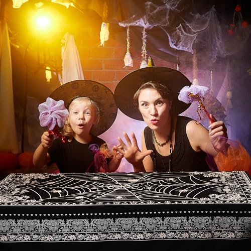 Halloween Gothic Table Cloth 51x72 Inches Spider Web Victorian Black