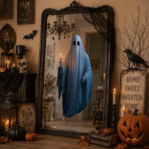 34-Inch Halloween Spooky Ghost Window Cling Decal - Extra Large, Reusable, Double-Sided Decoration - Variation: Spooky Ghosts