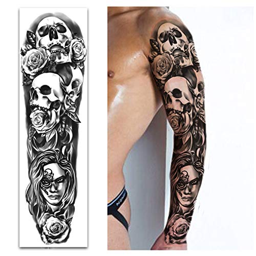Full Arm Temporary Tattoos 8 Sheets Waterproof Large Shoulder Sticker - S-Lion Variation