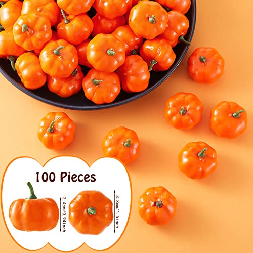 Mini Foam Pumpkins Orange - Fall Harvest Decor, 100 Pieces