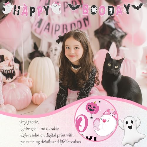 Pink Halloween Party Decorations Kit with Balloons, Banner & Backdrop