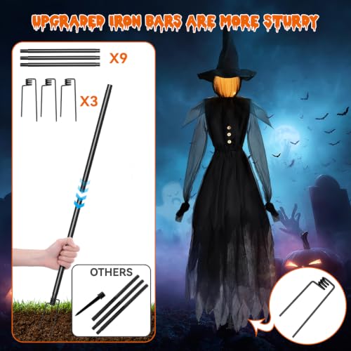 Halloween Decorations Outdoor Glowing Witches Set of 3 - 4.9 Ft Black Halloween Yard Decor