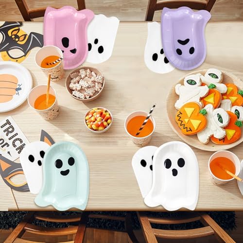 Halloween Ghost Party Supplies Paper Plates and Napkins Set - Serve 60 Guests