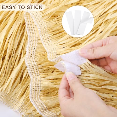8 Pack Luau Grass Table Skirt - Paper Fringe Decor 108x30 Inch - Straw Variation