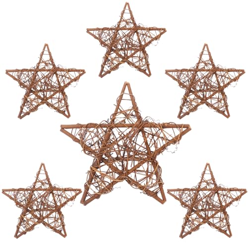 6 Pcs 12 Inch Star Shaped Natural Grapevine Wreath Set for DIY Crafts & Holiday Decor