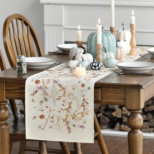 Brown 13x90 Inch Fall Table Runner - Polyester Home Party Decor