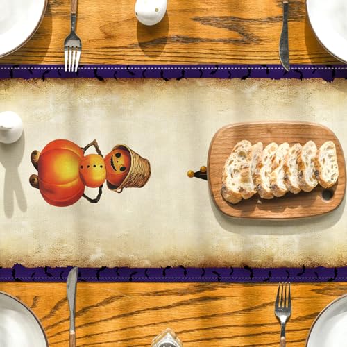 Purple Halloween Table Runner 13x72 Inch October Retro Home Party Decor