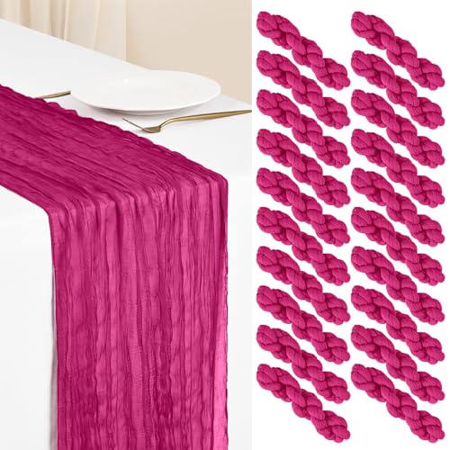 Fuschia Cheesecloth Table Runner 20 Pack - 17 x 108 Inches Boho Home Decor