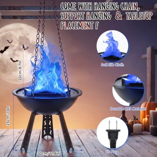 Mystarry Blue 3D Fake Fire Flames Effect Light - Safe Flickering Campfire Lamp for Parties & Holidays