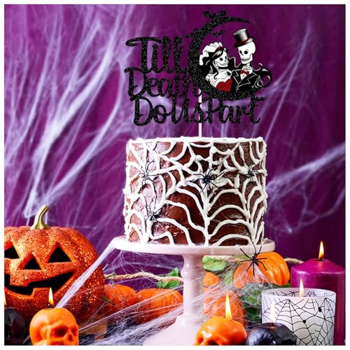 Black Heart Banner & Cake Topper Set for Wedding Halloween Party Decorations