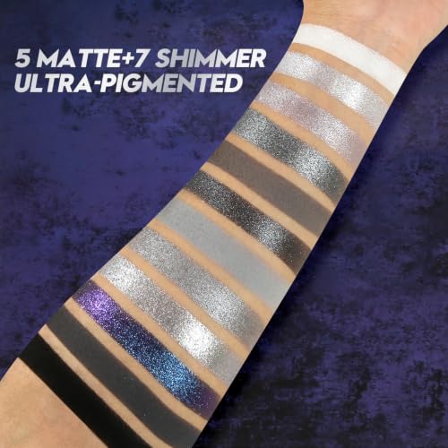 Goth Smokey Eyeshadow Palette - Black, Grey, Silver, Glitter & Matte Shades - Variation of THIS listing